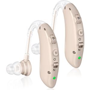 Rechargeable Hearing Aids for Seniors with Noise Cancelling,Hearing Loss Hearing Amplifiers,Digital Hearing Aid,Sound amplifier with Volume Control (Brown)