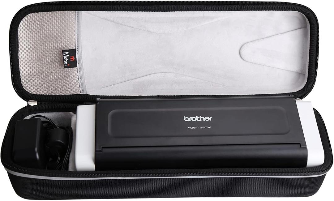 Mchoi Hard Travel Case for Brother ADS-1250W / ADS-1700W / ADS-1800W / ADS-1200 / ADS-1300 /ADS-1350w Wireless Compact Desktop Scanner Protective Storage Bag, Case Only (Black, Grey)