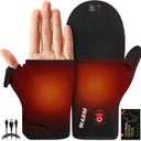 Heated Gloves for Men Women, Rechargeable Detachable Full & Half Hands Heated Glove Fingerless Electric Heating Gloves Hand Warmer for Work, Hunting, Skiing, Outdoor Work (Medium, Black)