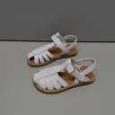 Girls Sandals Cute Closed Toe Summer Flat Sandals Dress Shoes for Little/Big Kids (White,9)