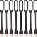 Flexible Mini USB LED Lamp Light Portable Night Light Compatible for Power Bank, Laptop, Notebook, Reading, Computer Keyboard USB Reading Light (8-Black)