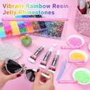 61000Pcs 56 Colors Jelly Rhinestones for Bedazzling, 2 Boxes Resin Multicolor 3mm Flatback Gems for Crafting, Bedazzler Kit with 3Pcs 15ml B7000 Jewelry Glue for Crafts Clothes Book Shoes Nail Art