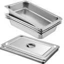 4 Pack Hotel Pan 3.7" Deep Steam Table Pan Full Size with Lid 20.8" L x 13" W, 22 Gauge Stainless Steel Anti Jam Table Pan : Industrial & Scientific