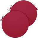 Summsun Outdoor Bistro Chair Cushions Set of 2, 15" D x 3" H Round Chair Cushions Waterproof and Fade Resistant Chair Cushion Pads with Non-Slip Ties and Removable Covers for Garden, Burgundy