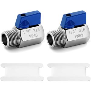 Shower Shut Off Valve, Josaton 316 Stainless Steel 1/2" NPT Thread 1/2'' Female X Male Mini Ball Valve, Shower Head Flow Control Valve Regulator