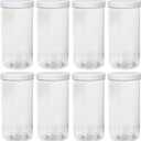8 Pack Clear Plastic Jars with White Lid, 68 Oz Round Storage Jars, Empty Large Mason Jars, Tall Canisters Cylinders, Pantry Container for Dry Food, Spice, Cereal, Nuts, Noodles