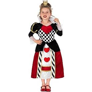 Queen of Hearts Costume for Girls, Royal Dress Up Outfit, Kids Queen Costume for Parties and Events M