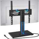 Greenstell TV Stand with Power Outlet, Universal TV Mount Stand for 27-65 inch TVs, Height Adjustable, Swivel Table Top TV Stand with Tempered Glass Base, Holds up to 88 LBs, Max VESA 400x400mm