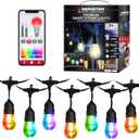 Monster 24 Foot Premium Outdoor Smart RGB+IC+WW String Lights, 12 Bulb Color Flow Dimmable LEDs, Sound Reactive, Water & Weather Resistant, Compatible with Alexa, Siri, Google Home, App