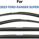 in-Channel Window Visors Rain Guards for 2019-2023 Ford Ranger SuperCrew, Window Vent Wind Deflectors Visors Shades for 19-23 Ranger Crew Cab