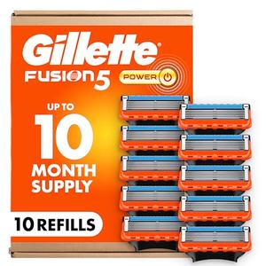 Gillette Fusion5 Power 5-Blade Razor Blade Refills for Men with Precision Trimmer, 12 Count