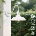 10'' Diameter Outdoor Gooseneck Barn Light Fixture with Wall Mount, White Exterior Waterproof Porch Barn Door Wall Lantern, Farmhouse Outdoor Wall Sconce, 1 Pack, LM2201-WH