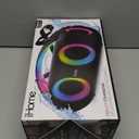 iHome Bluetooth Speaker Boombox with FM Radio, Party Lights and Remote Control – Black (iBT920B)