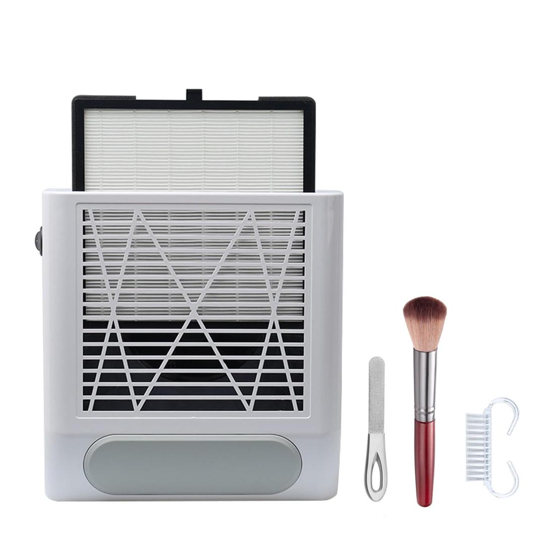 Nail Dust Collector Machine Professional Manicure Nails Dust Vacuum Cleaner Fan Nail Salon Dust Extractor 80w Powerful Nail Vacuum Dust Collector with Multiple Tool Kits Low Noise White