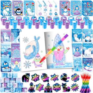 BenLouis 96pcs Frozen Party Favors Set for Kids Winter Snowflake Coloring Book Christmas School Classroom Gift Reward Prize Crafts Bulk for Students Frozen Birthday Goodie Bag Stuffers Supplies