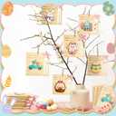 8Pcs Easter Money Holders for Cash Gift, Easter Wooden Money Holders Card Bunnies Ornaments for Holiday Tree Ornaments Table Centerpiece Decorations