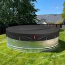 QH.HOME 8 Ft Round Pool Cover, Stock Tank Pool Covers for Above Ground Pools, Winter Pool Cover with Drawstring & Ground Nails, One-Piece Tear Resistant Durable Design, Windproof and Dustproof