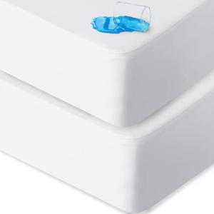 2 Pack Twin Mattress Protector Waterproof, Noiseless & Soft Coverage Mattress Fitted Sheet Twin with Deep Pocket up to 14", Super Breathable & Easy Wash Twin Size Mattress Protector (White)