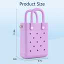 Mini Rubber Tote Bag for Little Girl & Woman, X-Small EVA Waterproof Beach Bag with Cute Charms & Adjustable Strap | with 7 Charms