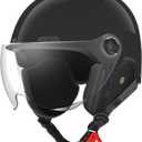 Motorcycle Helmet DOT Certified, German Style Half Helmet Electric Bike Scooter with Windshield Glasses Cool Retro Helmet for Men and Women
