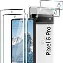 2+2 Pack Pixel 6 Pro Screen Protector with Camera Lens Protector, 9H Tempered Glass, 3D Curved Full Coverage, HD Clear for Google Pixel 6 Pro 5G Glass Screen Protector