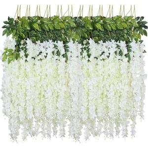 WEISPARK Wisteria Hanging Flowers - 36 Pieces 3.75 Feet/Piece Artificial Wisteria Vine Fake Ratta Hanging Garland Silk Flowers for Home Party Wedding Decor