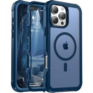 Magnetic for iPhone 16 Pro Max Case, [Compatible with MagSafe][Military Grade Drop Protection][Heavy Duty Protection][Non-Slip][Shockproof] 2-Layer Durable Bumper Phone Case 6.9''-Deep Blue