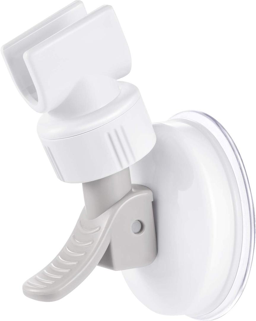 Zhehao Adjustable Shower Head Holder, Removable Suction Cup Shower Head Holder, No Drill Wall Mounted Suction Bracket with Chrome Polished for Marble Glass Metal Ceramic(1,Grey Wrench)