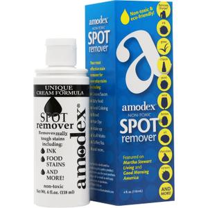 Amodex Ink & Spot Remover for Clothes, Leather and Skin - Removes Ink, Ballpoint, Sharpie, Grease and More, Works on Set-in Stains, Gentle but Powerful, 4oz/120ml Bottle