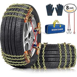 Snow Tire Chains for Car SUV Pickup Trucks, Universal Car Snow Chains, Snow Traction for Tires, Fit for Tire Width 195 205 215 220 225 235 240 245 255 265