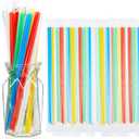 Tessco 600 Pcs 9.84 Inch Smoothie Straws Bulk Disposable Bubble Tea Straws Large Plastic Individually Wrapped for Tall Homemade Milkshakes (Bright Color) (Bright Style)