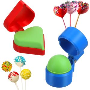 2 Pcs Cake Pop Molds Shapes Press Set 3d Printed Heart and Round Cake Pop Cutter and Pusher Circle Sphere Cakepop Molds Shapes Baking Tools for Home Baking Wedding Birthday Parties Desserts