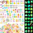 LJMBOEN 54pcs Luminous Mini Resin Animal in The Dark Tiny Miniature Figures Ornament Duck Frog Mushroom Owl Dog Rabbit Crab Dolphin Shell Fairy Garden Accessories Aquarium Landscape Bonsai Decor