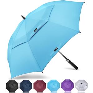 ZOMAKE Automatic Open Extra Large Golf Umbrella 51/54/62/68/72 Inch, Double Canopy Vented Windproof Oversize Stick Umbrellas for Rain