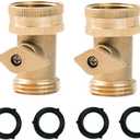 HQMPC Heavy Duty Brass Shut Off , Brass Water hose valve On/Off valve garden hose Connector (2PCS) +4 Extra Pressure Washers