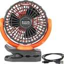 Klein Tools PJSFM1 Cordless Rechargeable Fan with USB-C Charging Cord and Multiple Mounting Options Perfect for the Jobsite