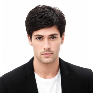 Men's Wigs,Short Mens Black Wig Layered Natural Hair Costume Halloween Heat Resistant Synthetic Wigs for Men Male