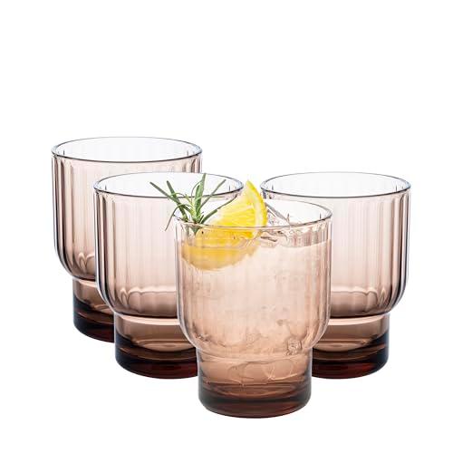 bzyoo Serenity Short Tumbler Set – 4×13 oz Shatter‑Proof Tumblers, BPA‑Free Clear Plastic, Glass Look, Great for Cocktails, Parties & Outdoor Entertaining