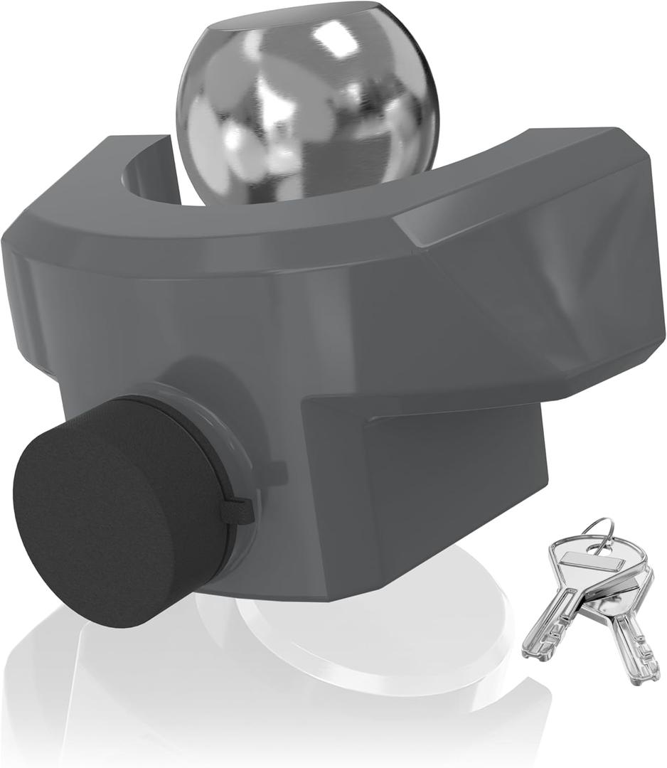 DEEAGLE Trailer Locks Ball Hitch, Heavy Duty Trailer Hitch Locks Fits 2 Couplers, Anti-Theft Ball Hitch Lock for RV Travel Trailer, Grey