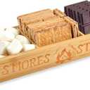 WANGDEFA S'mores Station Box Smores Caddy Smores Tray Smores Basket for Fire Pit S'mores Bar Holder Wooden Organizer Box for Serving Snacks Camping BBQ Accessories Displaying Utensils