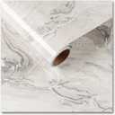 CRE8TIVE 24"x118" Glossy Beige Silver Marble Contact Paper for Cabinets Drawers Liquid Marble Wallpaper Peel and Stick Modern Self Adhesive Removable Marble Vinyl Wrap for Bathroom Kitchen Countertops