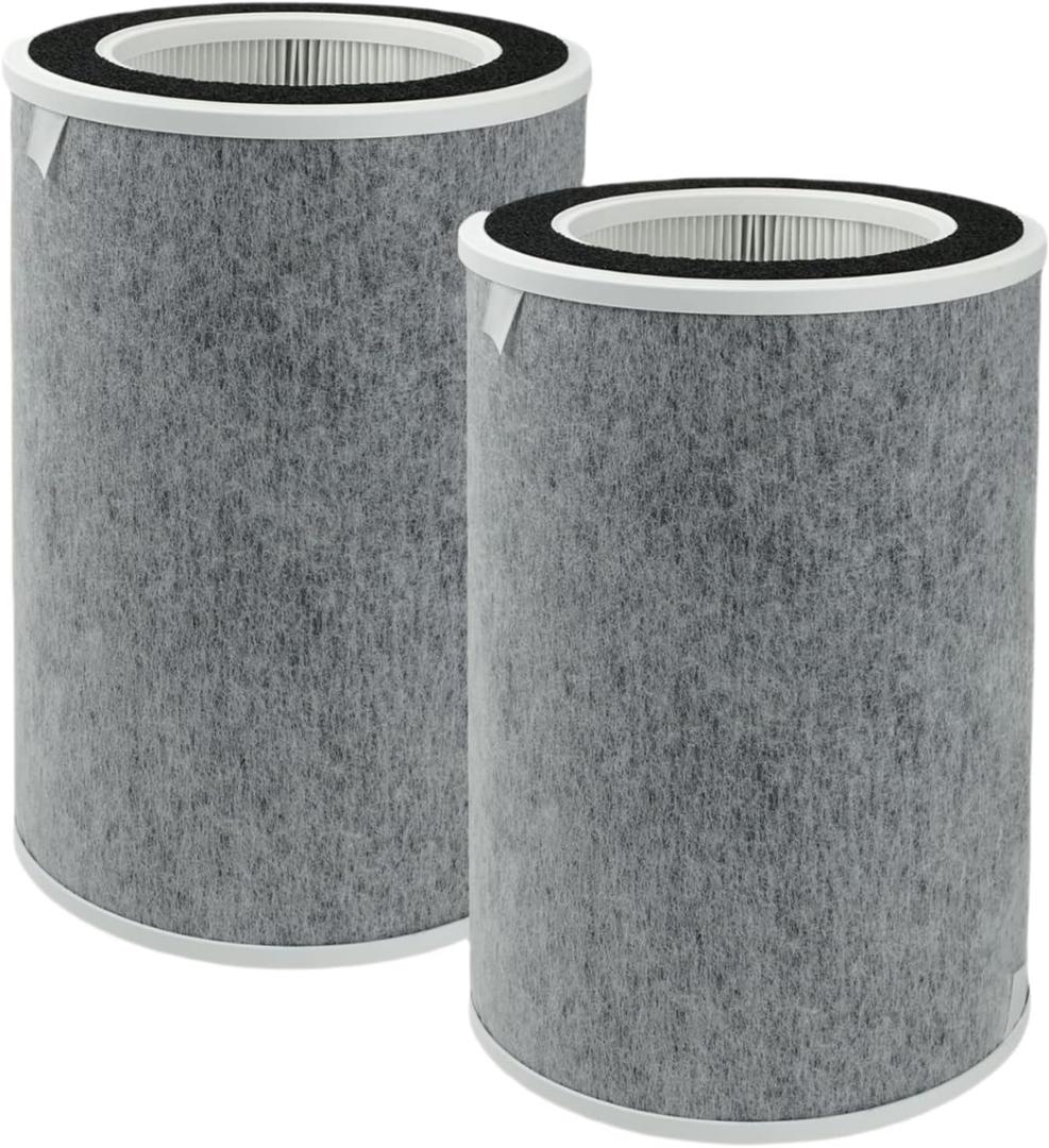 2 Packs HP201 HP202 True HEPA Replacement Filter Compatible with Shark HP200 Series, HP201, HP202, HP301, HP302, UA205, AP1000 HP200 HC501, HC502 Air Purifier MAX, H13 True HEPA & Activated Carbon