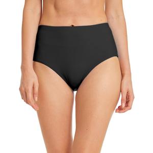 Micosuza Women's Swim Bottom High Waist Retro Basic Full Coverage Bikini Tankini Swimsuit Briefs (18, Black)