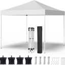 Shades 10x10 Pop Up Canopy, Heavy Duty Beach Tent with Carrying Bag for Easy Moving, Sun Shelter for Parties, Events, Camping, Outdoor Gazebo with 420D PU Coated Waterproof White Fabric