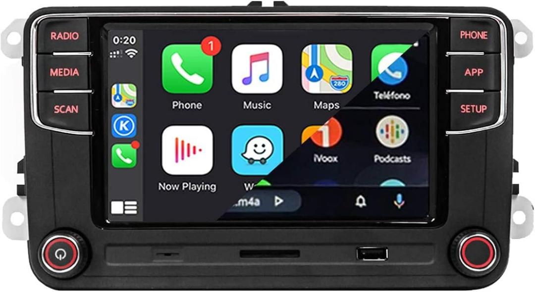 SCUMAXCON 6.5" Car Stereo RCD360 PROII RCD330 Carplay Android Auto Bluetooth USB SD RVC FM for VW Golf MK5 MK6 Passat Jetta CC EOS (Backup Camera Actived)