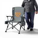 TIMBER RIDGE Oversized Folding Camping Chair High Back Heavy Duty for Adults Support up to 500lbs with Cup Holder, Side Pocket Cooler Bag (Grey)