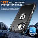 for iPhone 16 Case, 2X Screen Protector, Anti-Drop, 3Layer Military Grade Shockproof, Heavy Duty Protective Phone Cover, 6.1-Inch, Black