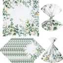 12 Pcs Cloth Napkins 18 x 18 Inch Napkins Washable Dinner Table Tea Party Polyester for Kitchen Summer Christmas Party Wedding Restaurant Indoor (Green Leaves)