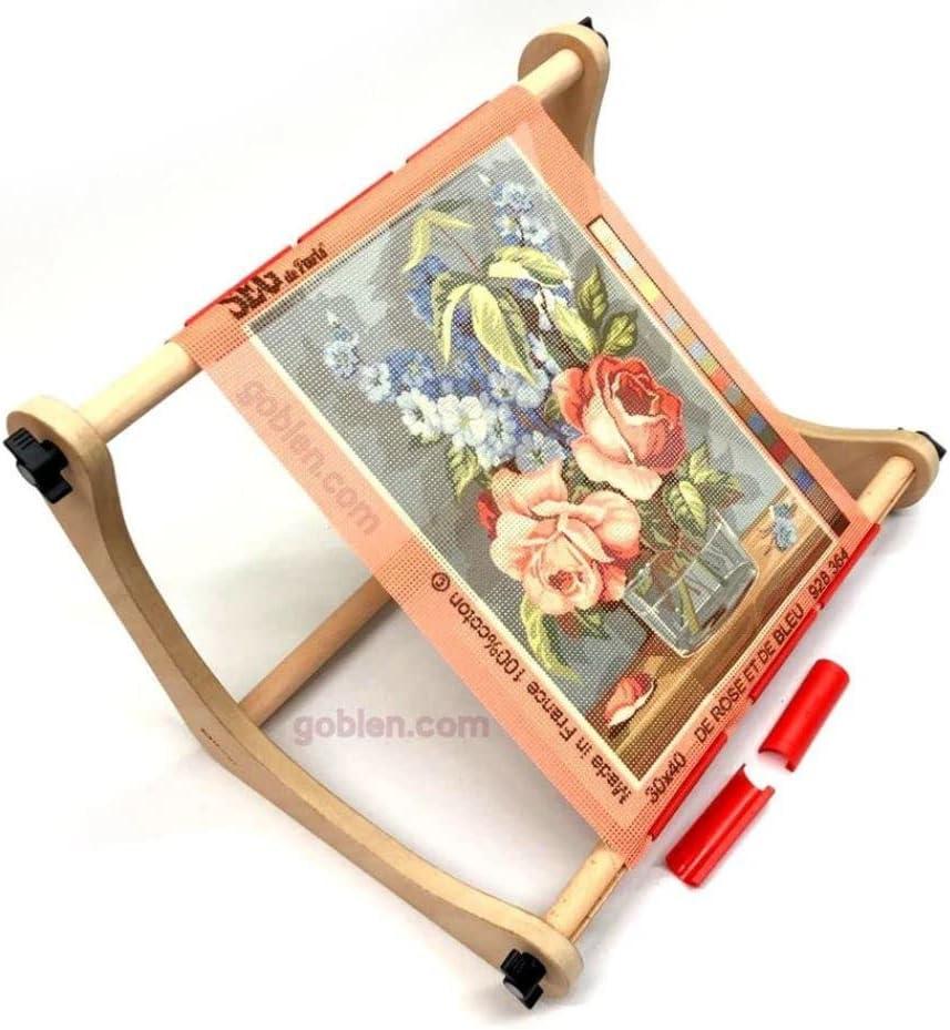 Adjustable Embroidery Table Stand, Cross Stitch Hoop Stand for Lap or Table Top Cross Stitch or Tapestry , Embroidery Hoop Holder. Hand Polished Natural Wood 190-3 ( 30cm )