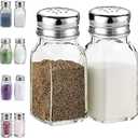 Salt and Pepper Shakers Set,DWTS DANWEITESI Salt Shaker with Stainless Lid-Glass Spice Jars Kitchen Gadgets,Clear to Know When to Fill,Farmhouse Salt Pepper Shakers Cute Kitchen Essentials Decoration
